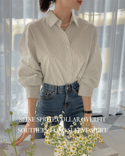 센느 스프라이트 카라 오버핏 남방 긴팔 셔츠